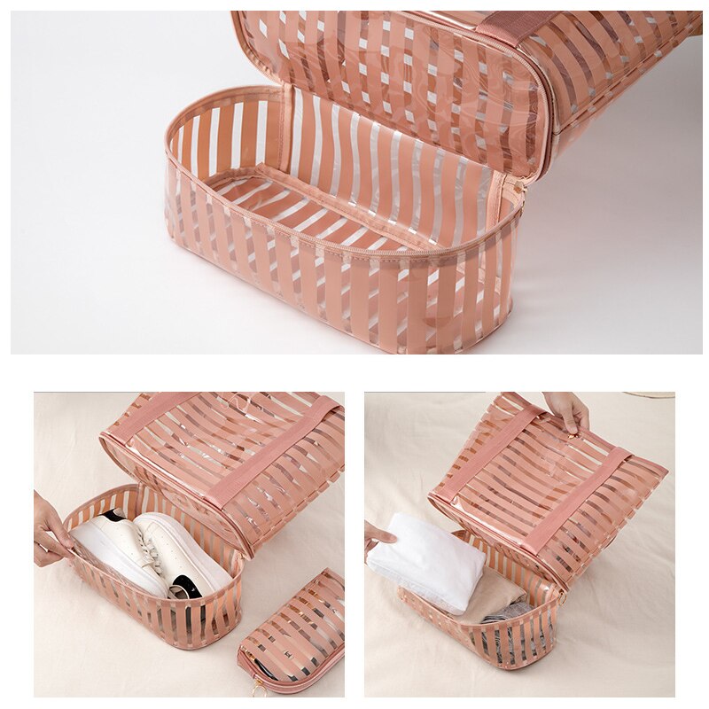 PVC Swimming Bag Transparent Handbags Strip Clear Beach Pool Swim Storage Bags For Women Tavel Waterproof Bag