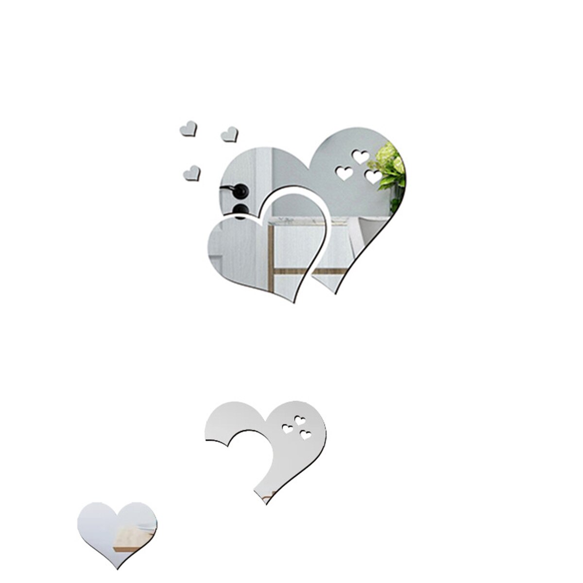 Srebrne ścienne naklejki serce akrylowa ściana lustrzana naklejki plakaty robić sypialni salon okna drzwi Dom dekoracje