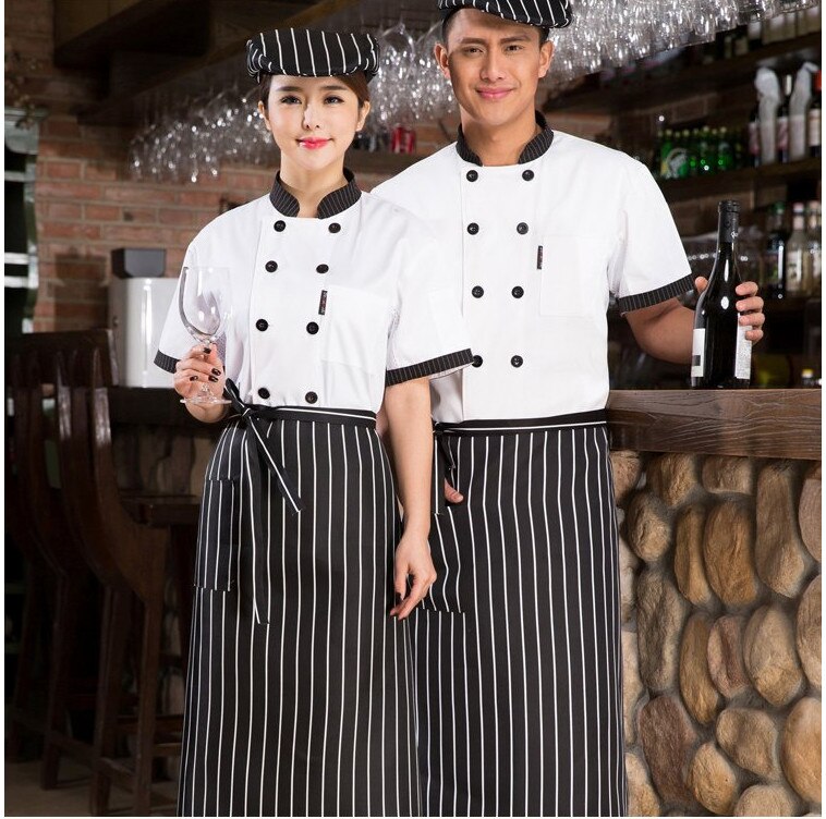 Ankomster kokkejakke madservice kortærmet sommer hotel kokkeuniform dobbeltradet kokketøj