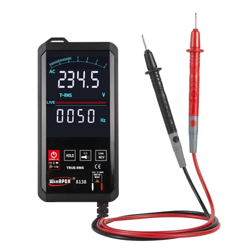 WinAPEX Digital Multimeter Smart Touch Screen DC Analog Bar True RMS Tester 6000 Counts Multimetro Transistor Capacitor NCV