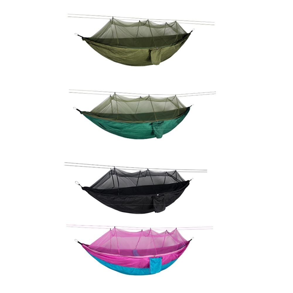 Hängmatta med myggnät resehängmatta nylon för vuxencamping utomhushängande svängsäng bärbar campingtält sovsäng
