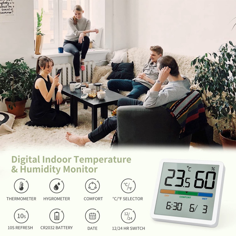 Digital Thermo-Hygrometer, Portable Indoor Thermometer-Hygrometer For Room Climate Control, Room Air Monitoring