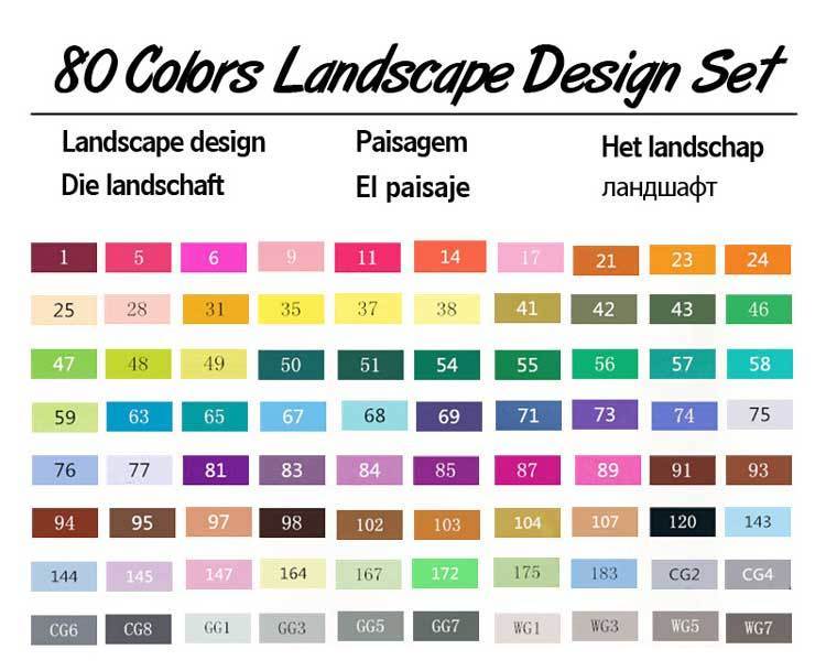 TOUCHNEW-marqueurs à alcool à double tête pour dessiner, 30/40/60/80/168 couleurs, marqueurs artistiques pour dessin Manga: 80 Landscape Set