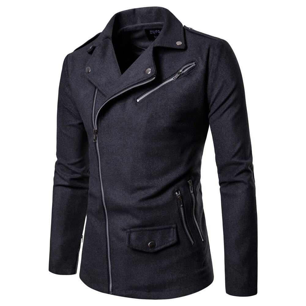 Men's Coat Men's Formal Diagonal Pull British Coat Long Wool Coat Windbreaker Men's Coat