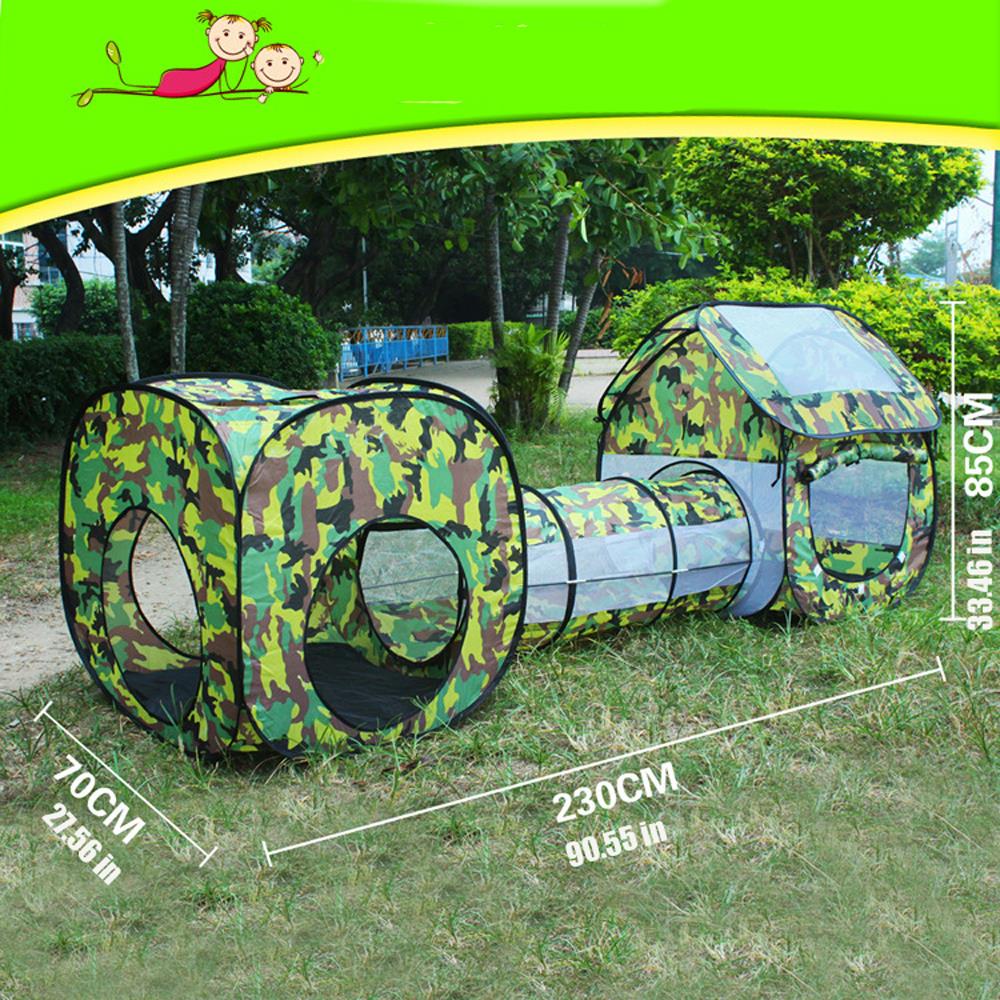 3 in 1 Kids Camouflage Speelgoed Tent Baby Vierkante Cubby Teepee Pop up Tunnel Kruipen Tent Sets Kinderen Outdoor Indoor playhouse Hut