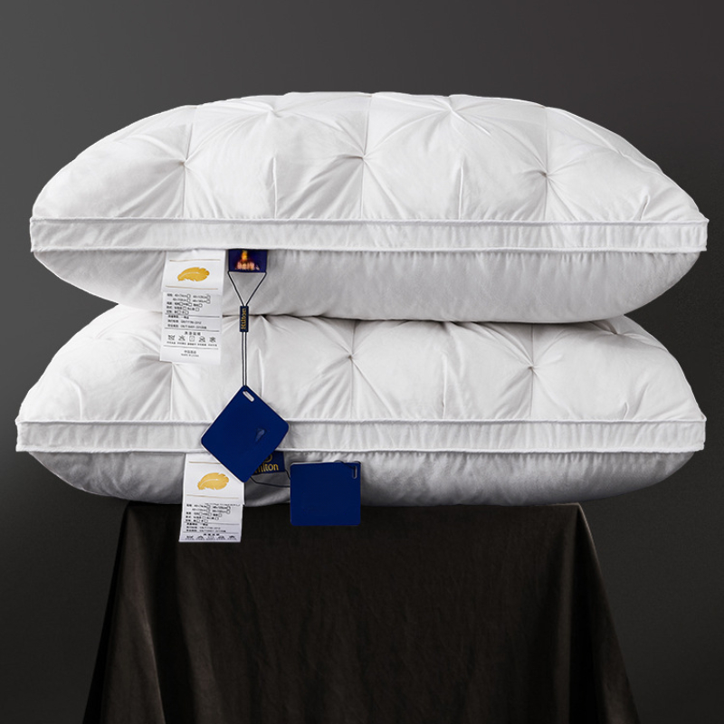Almohada de plumón de ganso 95%, funda de almohada de algodón blanco, funda de almohada rectangular para dormitorio, almohada de Hotel de 5 estrellas, almohadas bajas y medianas para dormir