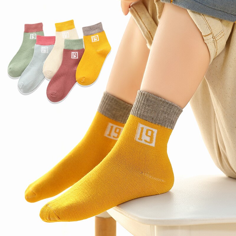5 Pairs Kinderen Herfst Sokken Winter Kinderen Katoen Cartoon Lachend Gezicht Baby Meisjes Jongens Mode Sokken Maat 1 2 3 4 5 6 7 8 9 jaar