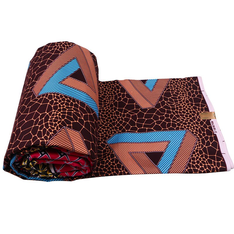 Pure Polyester African Ankara Wax Fabric Geometric Patterns Double Printed Ankara African Wax Fabric 6 Yards