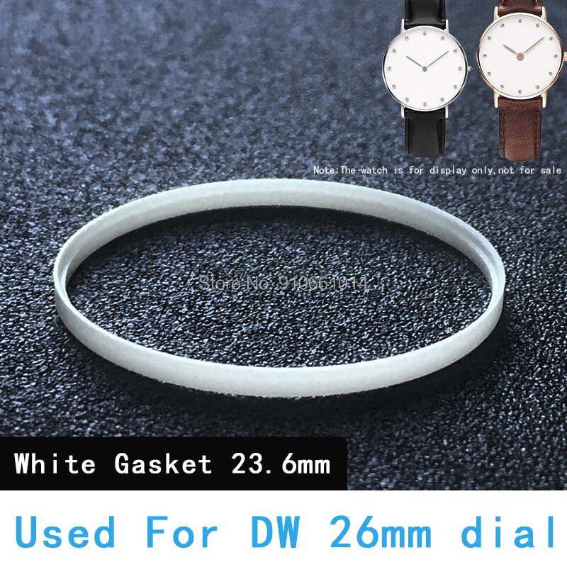 Guarnizione per orologio nera bianca DW 37.6 33.8 33.6 31.3 30.3 29.5 23.6mm diametro utilizzato per cassa frontale vetro rondella di plastica orologio sostituire parte: bianca 23.6mm