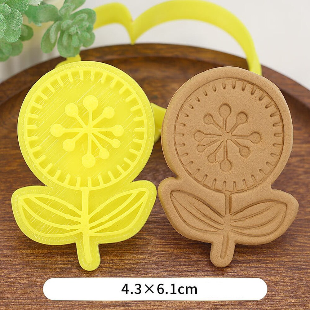 Molde para galletas con flor de Rosa para el día de la madre, molde para galletas con dibujos animados de flor de cerezo, para hornear, DIY, 3D, para prensar galletas a mano