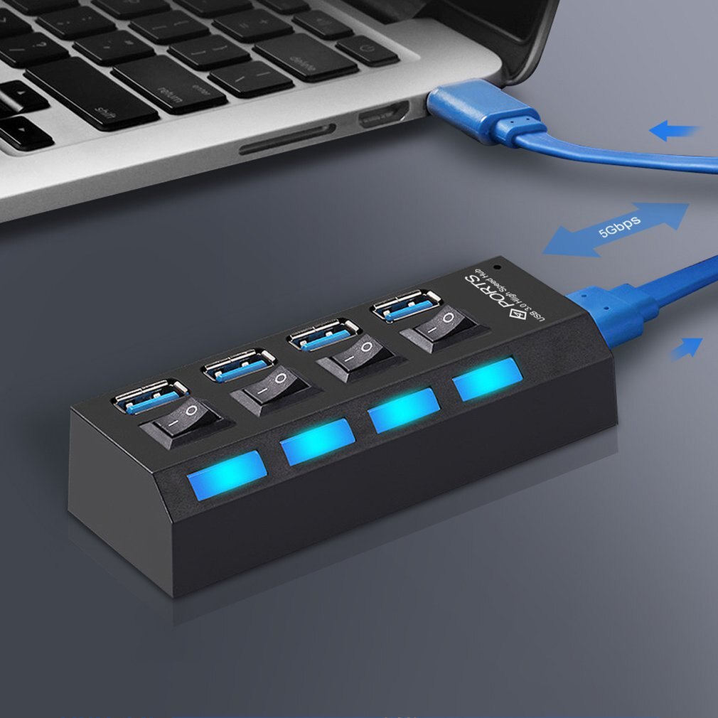 USB Hub 3.0 USB Splitter Multi USB 3 2.0 Hub Multiple 7 Port Hab Splitters Use Power Adapter Computer Accessories Hub For PC