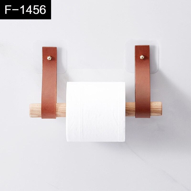 Yijia multipurpose tissue holder toilet let installation restaurant rullepapirholder vægmonteret badeværelse læderrullepapirholder: F -1456
