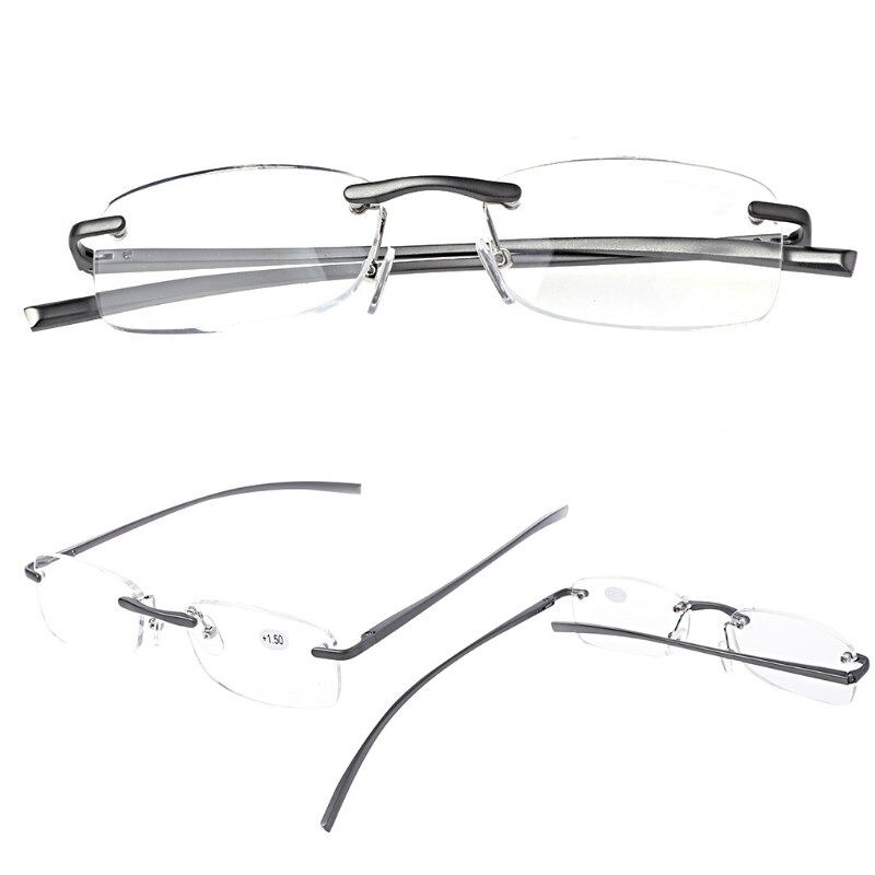 Aluminiummetallagfri læseleglas presbyopisk brilleglas harpiks  +1.0 ~ +3.5 f3md