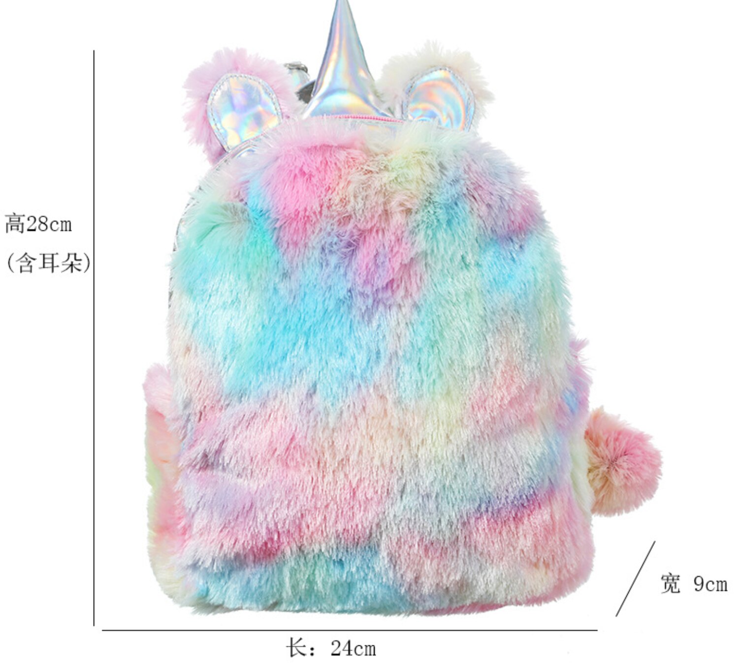 Women Backpack Plush With PVC Bags Girls Unicorn Multicolour Matching Student School Bags Japanese And Korean Travel Shopping