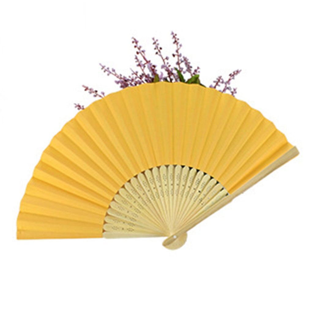 Bærbar størrelse diy sommer bambus folde håndholdt fan kinesisk dansefest lomme bryllup ensfarvet fan