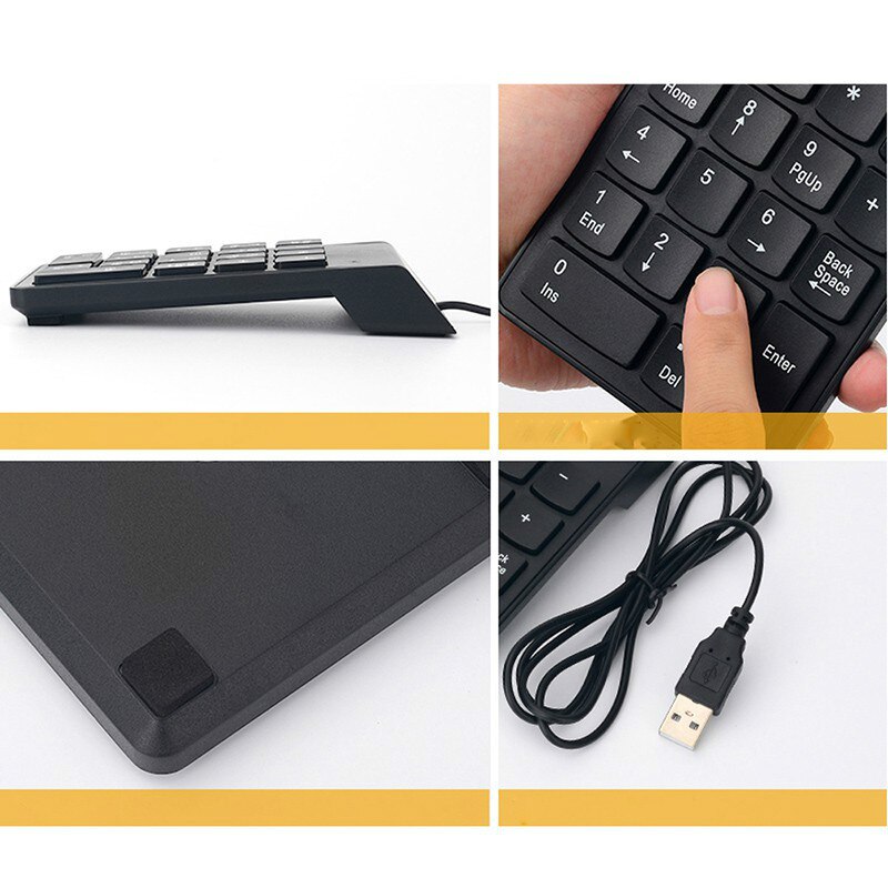 Bkscy MINI Number Pad USB Wired Mini Keyboard Keypad 18 Keys Numeric for Laptop Desktop PC Pro Computer Numpad Digital Keyboard