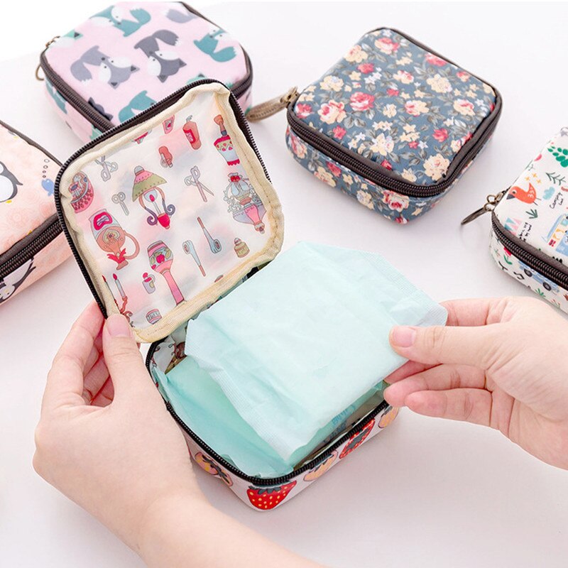 Moda feminina pequenos sacos cosméticos viagem mini guardanapos sanitários compõem moeda cartão de dinheiro batom bolsa de armazenamento sacos