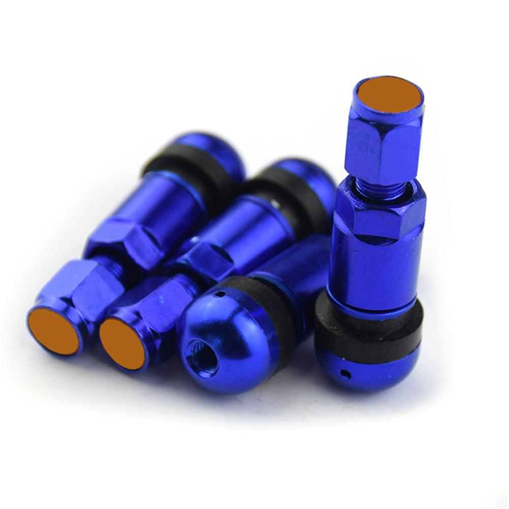 4Pcs Tire Valve Universal Aluminum Alloy Car Motorcycle Tubeless Wheel Tire Valve Waterproof Durable Air Valve Stem: Blue