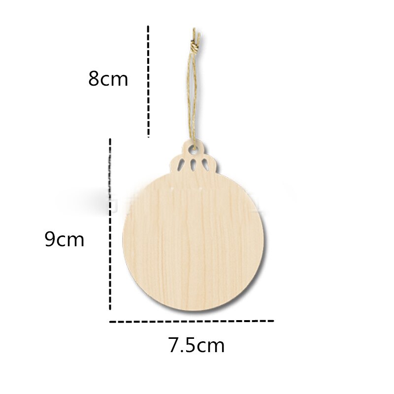 10pcs Wooden Round Baubles Tags Christmas Trees Balls Decorations Art Craft Ornaments Christmas DIY Craft Toys Gifs For Children
