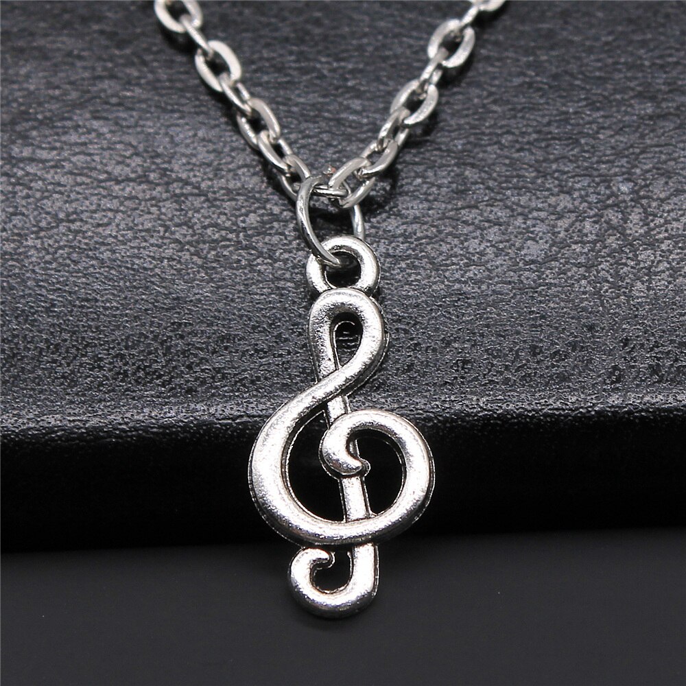 Musical Jewelry For Women Men Girl Boys Musical Note Microphone Drum Guitar Violin Pendant Necklace Antique Silver Color: N2-B11529