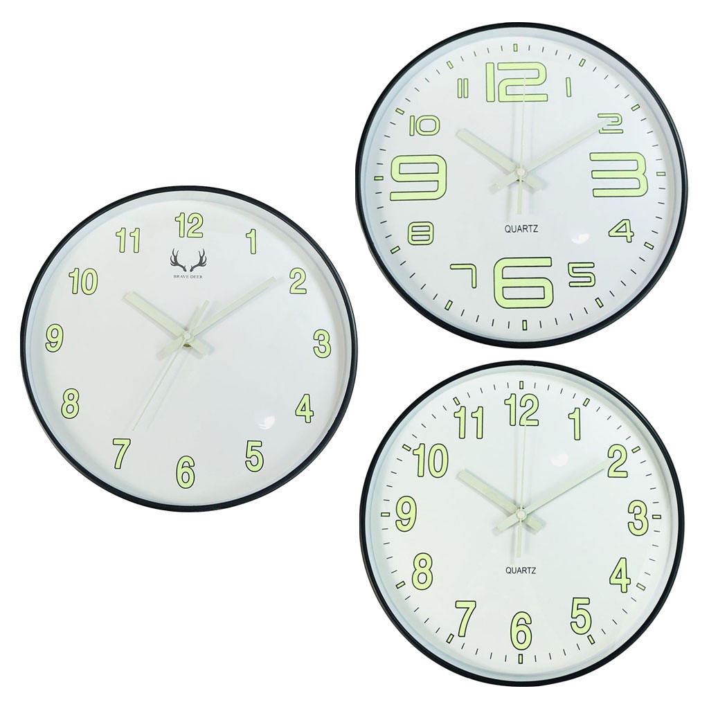 12" Night Light Wall Clock Silent Non-Ticking Arabic Numbers , Easy Install