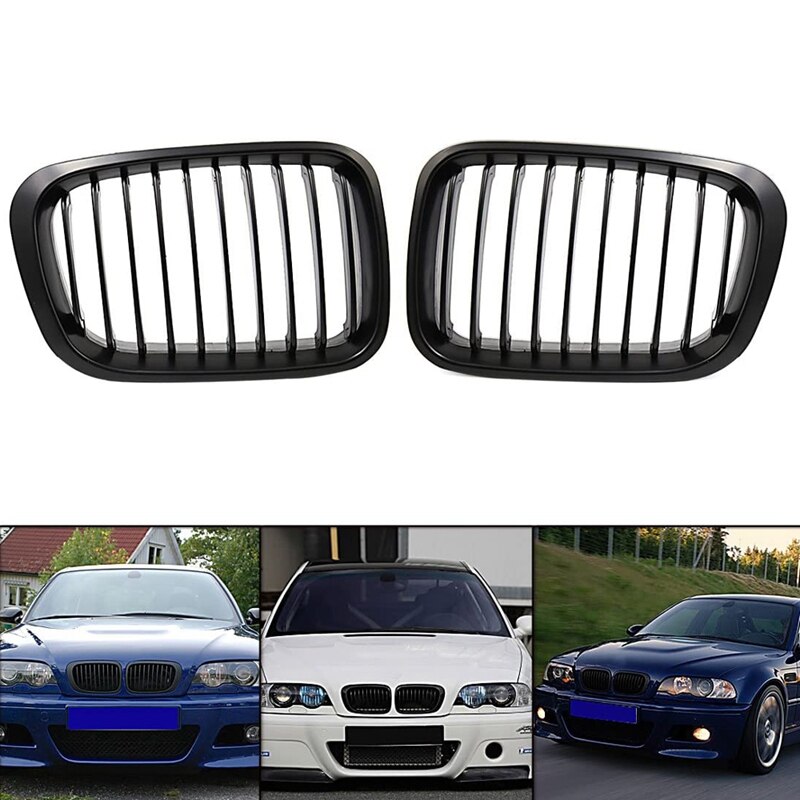 Parrilla negra mate para BMW Serie 3 1998-2001 E46 320I 325I 328I 330I sedán de 4 puertas