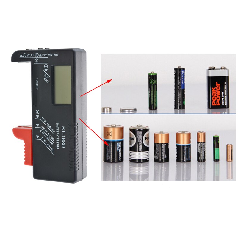 En -168- pors digital lithium batteri kapacitetstester ternet belastningsdisplay check knapcelle universal test: Bt168d
