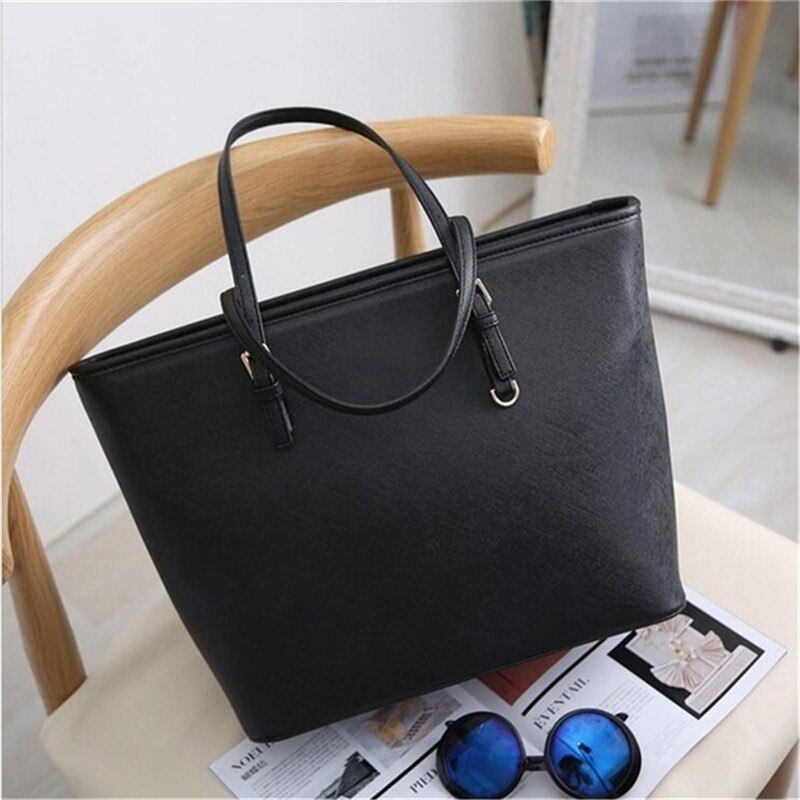 Big Bag women pu leather handbag brief shoulder bag black white large capacity luxury tote shopper bag