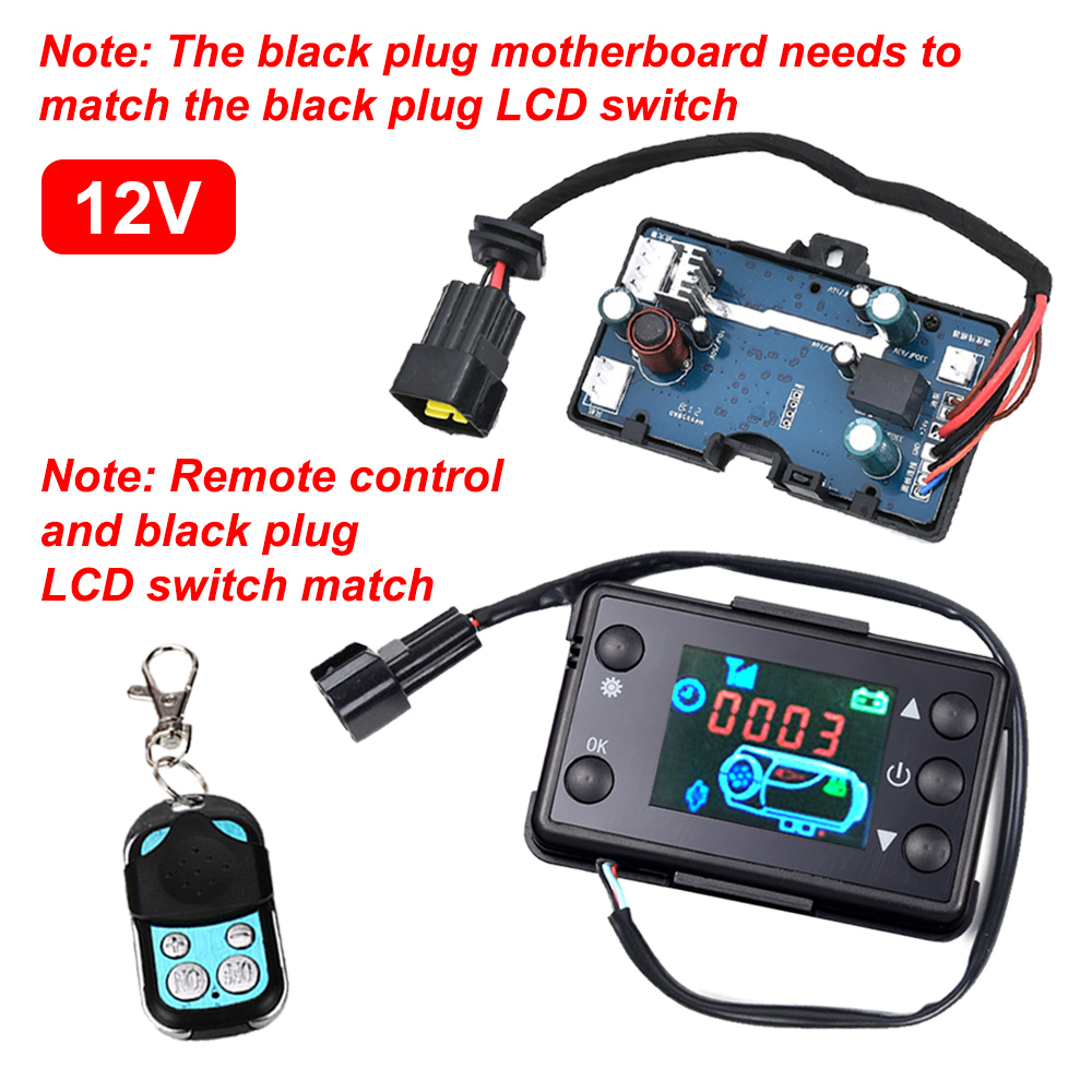 Calefacción estacionaria para motores diésel, calentador de aire de 12V con interruptor y botones, mando a distancia, pantalla LCD, Kit de plástico