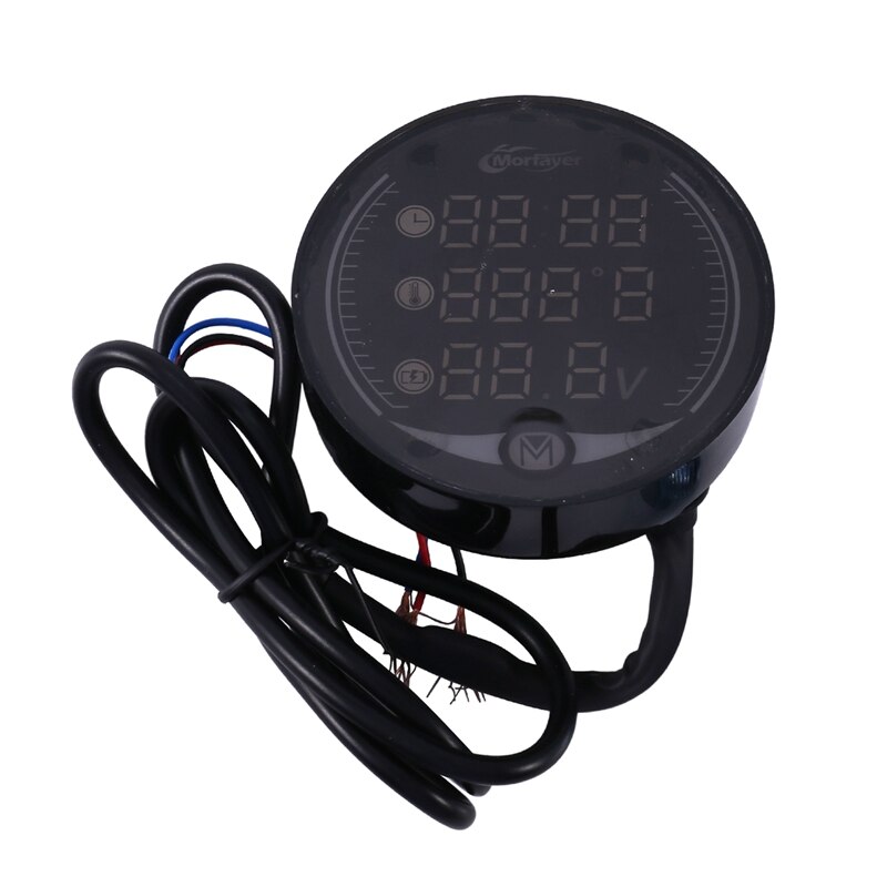 MORFAYER – thermomètre 5-en-1 pour moto, appareil de mesure du temps, voltmètre, chronomètre USB, chargement de téléphone portable, étanche
