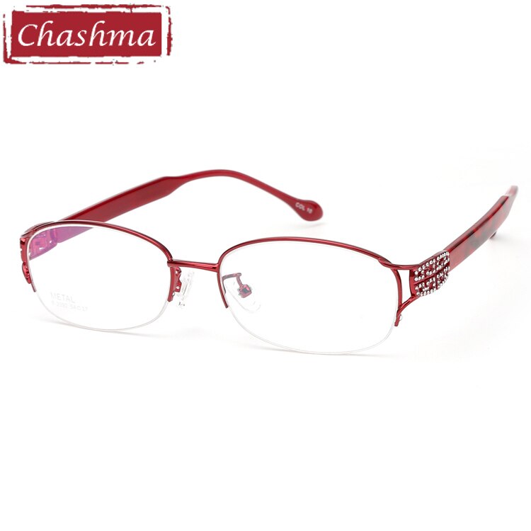 Chashma-Gafas ópticas con montura de titanio puro para mujer, Lentes ópticas de , montura de , Gafas ligeras con diamantes de imitación: Red