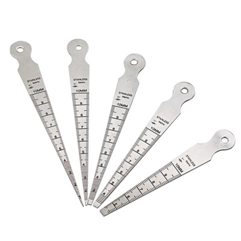 5pcs/set Feeler Gauge Tapered Ruler Hole Inspection Measuring Tool Triangular Wedges Ruler MYDING