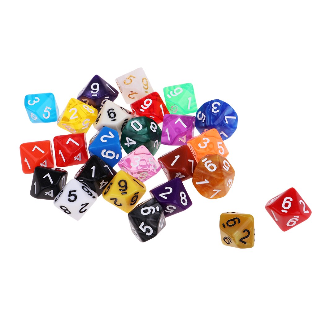 25x Acryl Polyhedral Würfel D10 TRPG Spielzeug für Tisch Spiel