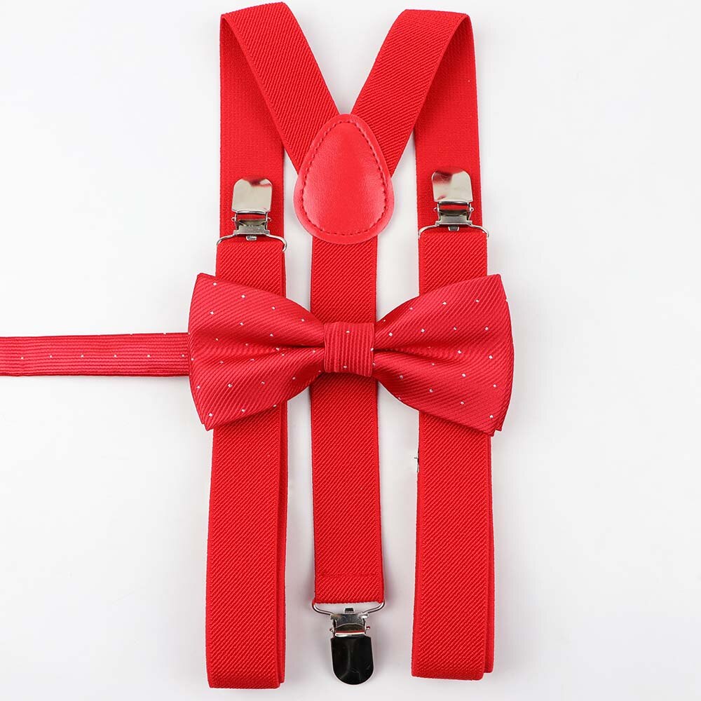 Einfarbig Mann der Gürtel Bowtie Set Männer Frauen Hosenträger Polyester Y-Back Hosenträger Stern Silber Punkt Fliege einstellbare Elastische: 12