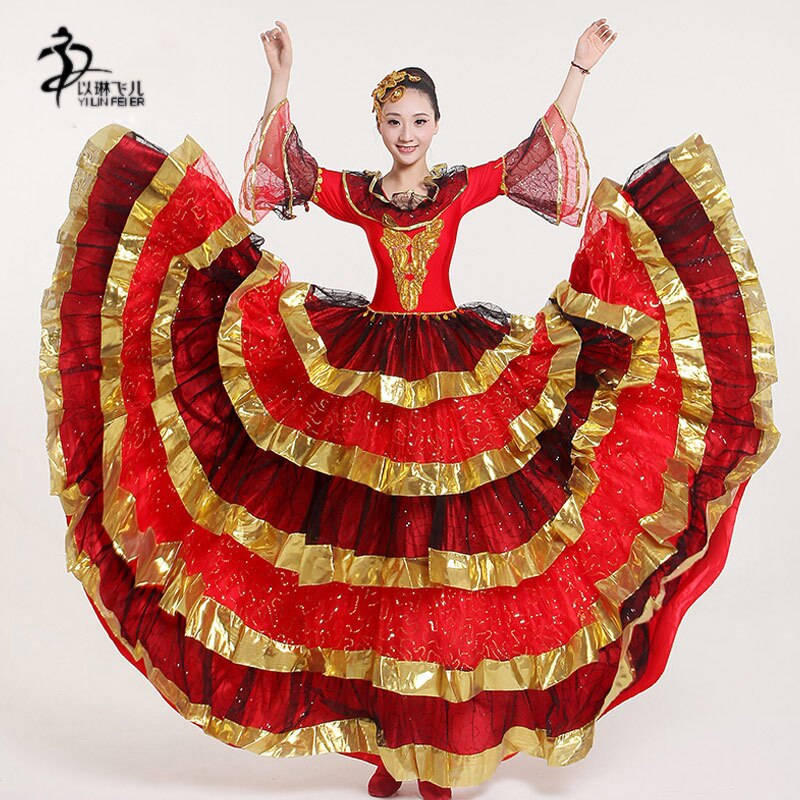 Flamenco Dress Spain Opening Dance Dress/ Tango Flamenco Dance Dress90/180/270/360 Degree/Spanish Flamenco Dress Skirts