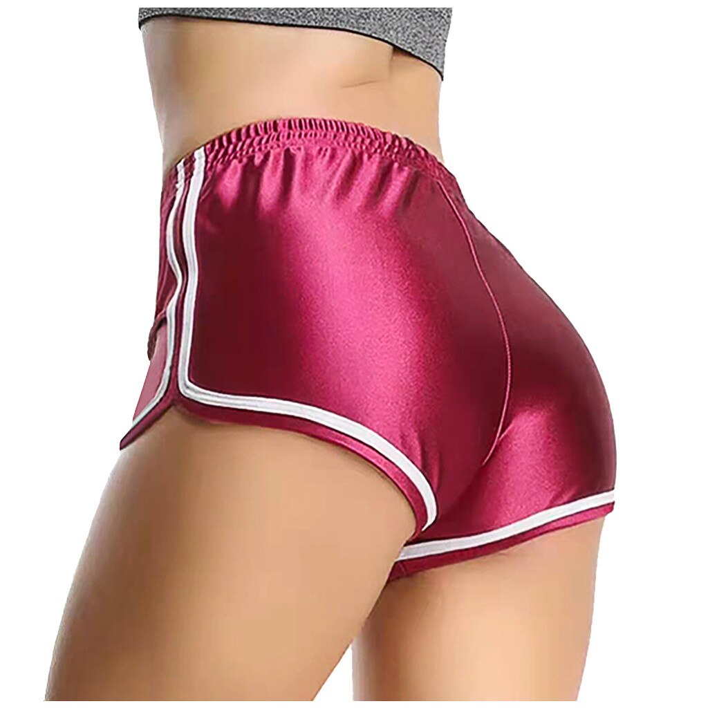 Summer Solid Color Casual Shorts Women's Satin Smooth High Waist Slim White Edge Running Home Shorts Sleep Bottom Short Pant#BL2