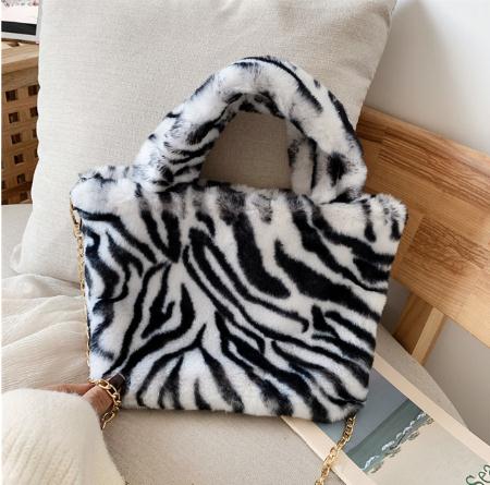Tassen Handbagsautumn En Winter Handtas Pluche Clamshell Zak Luipaard Print Grote Capaciteit Tote Bag Handtassen: A