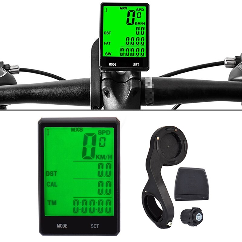 2.8 pouces compteur de vitesse Cycle vélo anglais fil/sans fil étanche ordinateur LCD odomètre compteur de vitesse avec support d'extension: Wireless with Holder