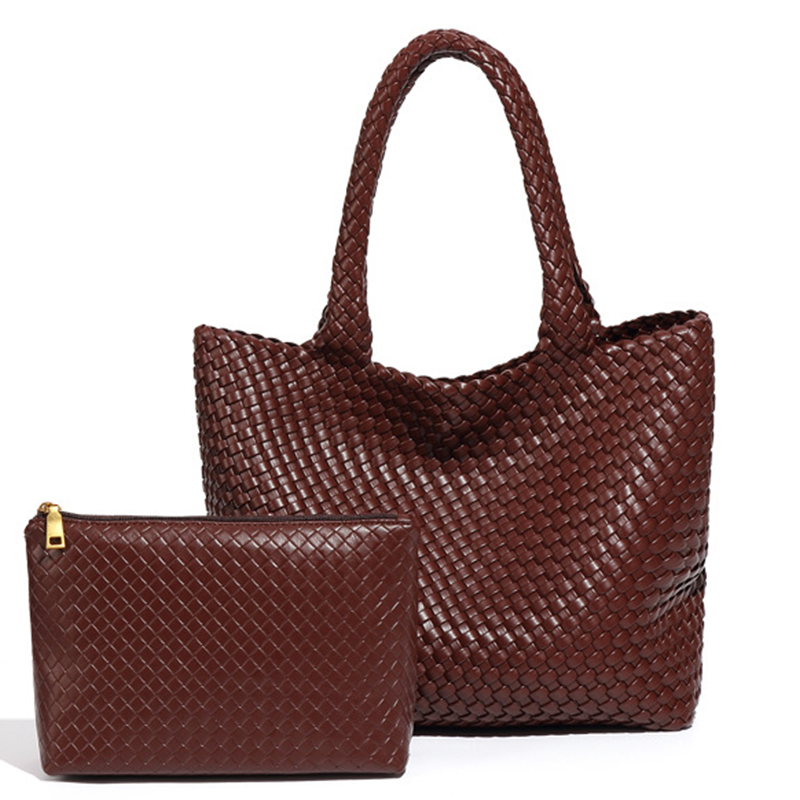 Bolsos de cuero tejidos Bolso grande tejido para mujer Bolso tejido de Bolso de cuero vegano: Oro