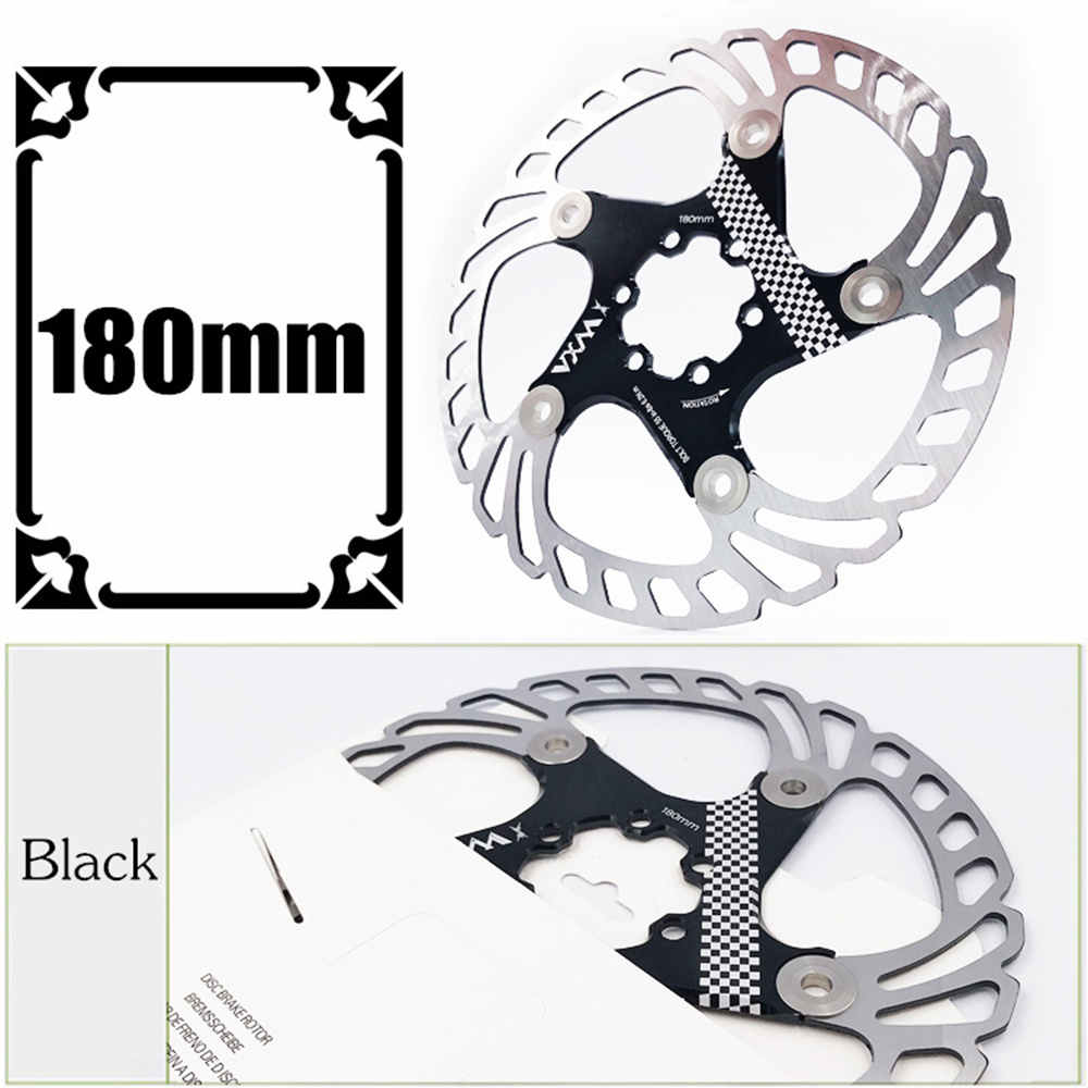 VXM Bicycle Floating brake disc float/ultralight MTB bike brake pads six hole disc rotors 140/160/180/203mm Bicycle parts: 180mm Black