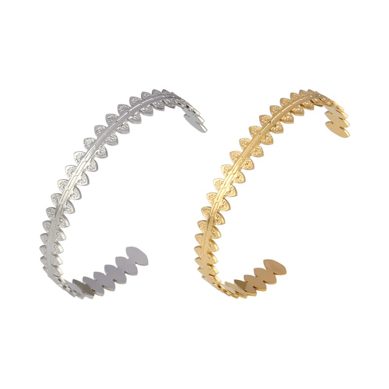 Punk Stainless Steel Bracelet Bangle Bracelet Women Bracelet Leaf Charms Bracelet Cuff Opening Bracelet For Women Jewelry: 2132-2133 / Silver