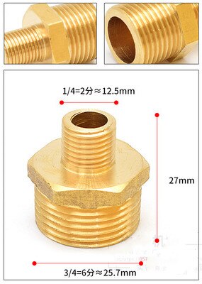 Messing rør sekskantet nippel fitting lynkobling adapter 1/8 1/4 3/8 1/2 3/4 1 bsp han til han gevind vand olie gas stik: 2-6 hegn