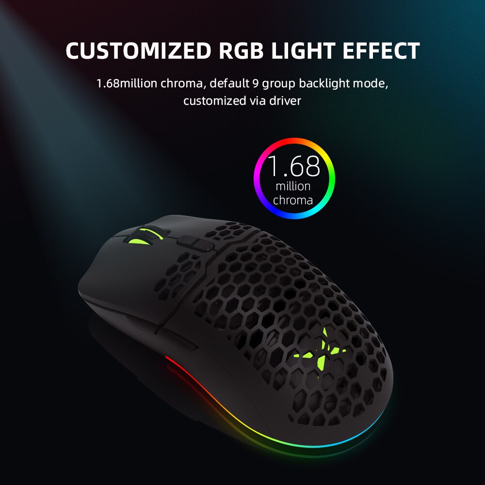 Delux  m700 67g pmw 3389 lätta trådbundna möss gamingmus rgb 7 knappar helt programmerbar honeycomb ihålig mus gamer