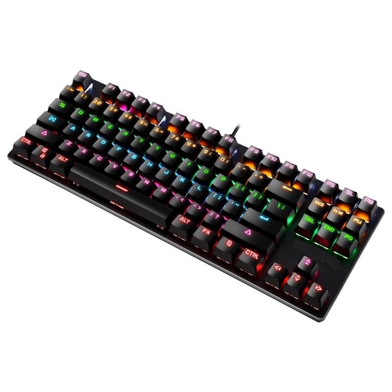 Clavier mécanique de jeu BAJEAL clavier de jeu 87 touches Mix LED rétro-éclairé USB pour ordinateur portable Gamer