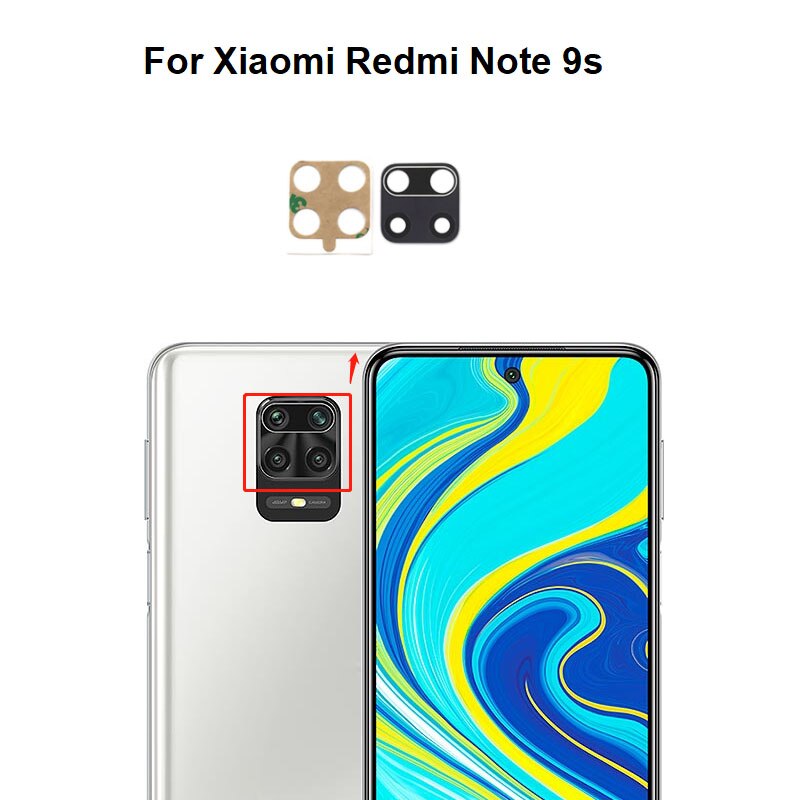Lentille de caméra arrière pour Xiaomi Redmi Note 9 PRO 9S, verre de caméra arrière avec cadre, autocollant adhésif: NOTE 9S lens only