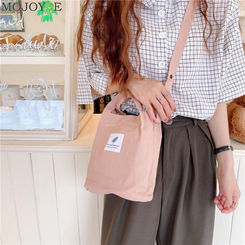 Canvas bomull enkelt tecknat tryck dragkedja shoppingkassar flickor enfärgad liv casual paket casual handväska