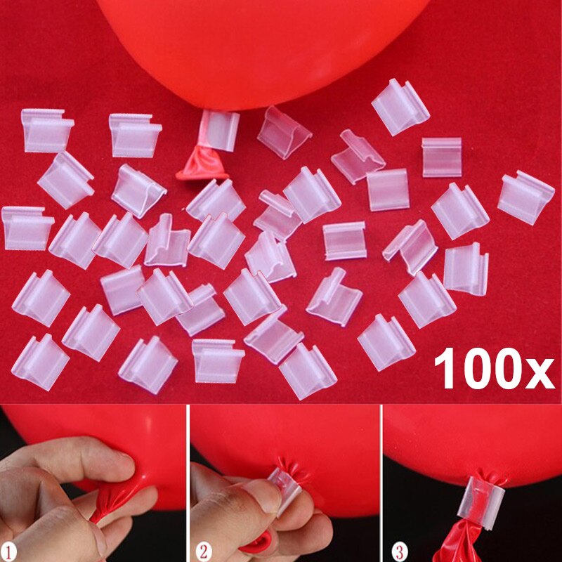 100pcs Latex Balloon PVC Clips Balloons Sealing Clamps Balls Accessories Clip Ballon Buttons Party Supplies