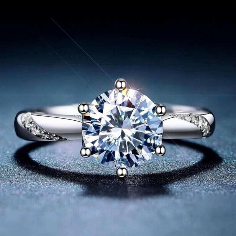 Huitan Klassieke 6 Klauwen Vrouwen Wedding Band Sieraden Ring Shine Zirconia Engage Party Luxe Vrouwelijke Ring Eenvoudig: 10