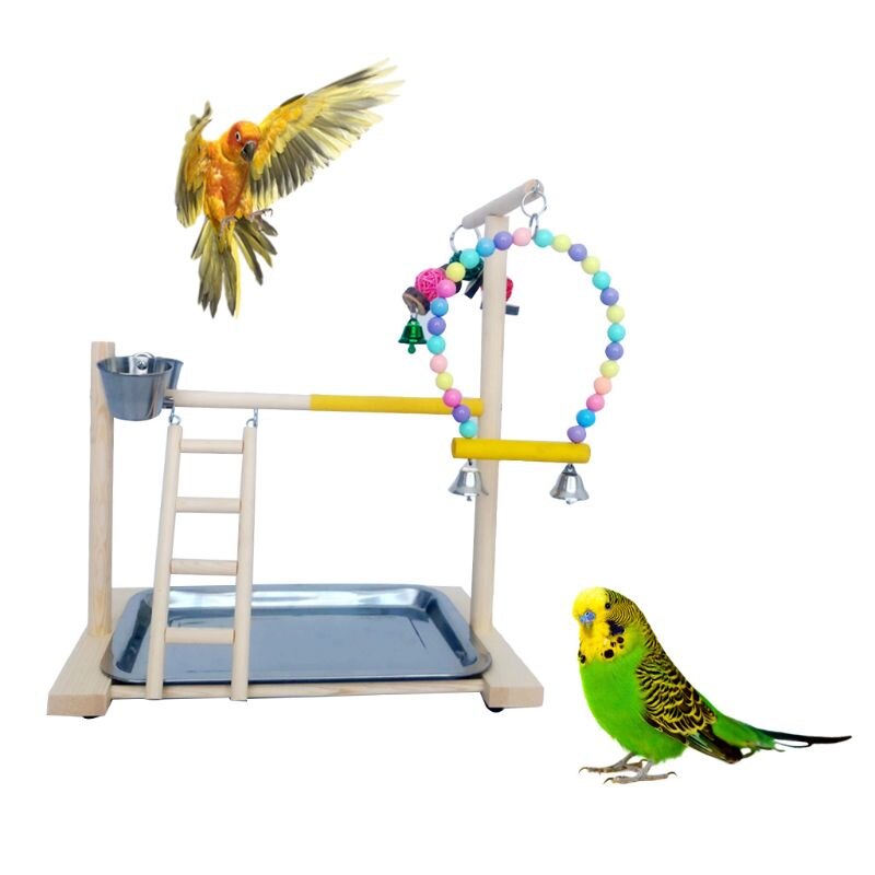 Soporte De Percha De Pájaros Varilla De Pie Loro De Madera Con Tazas De Succión