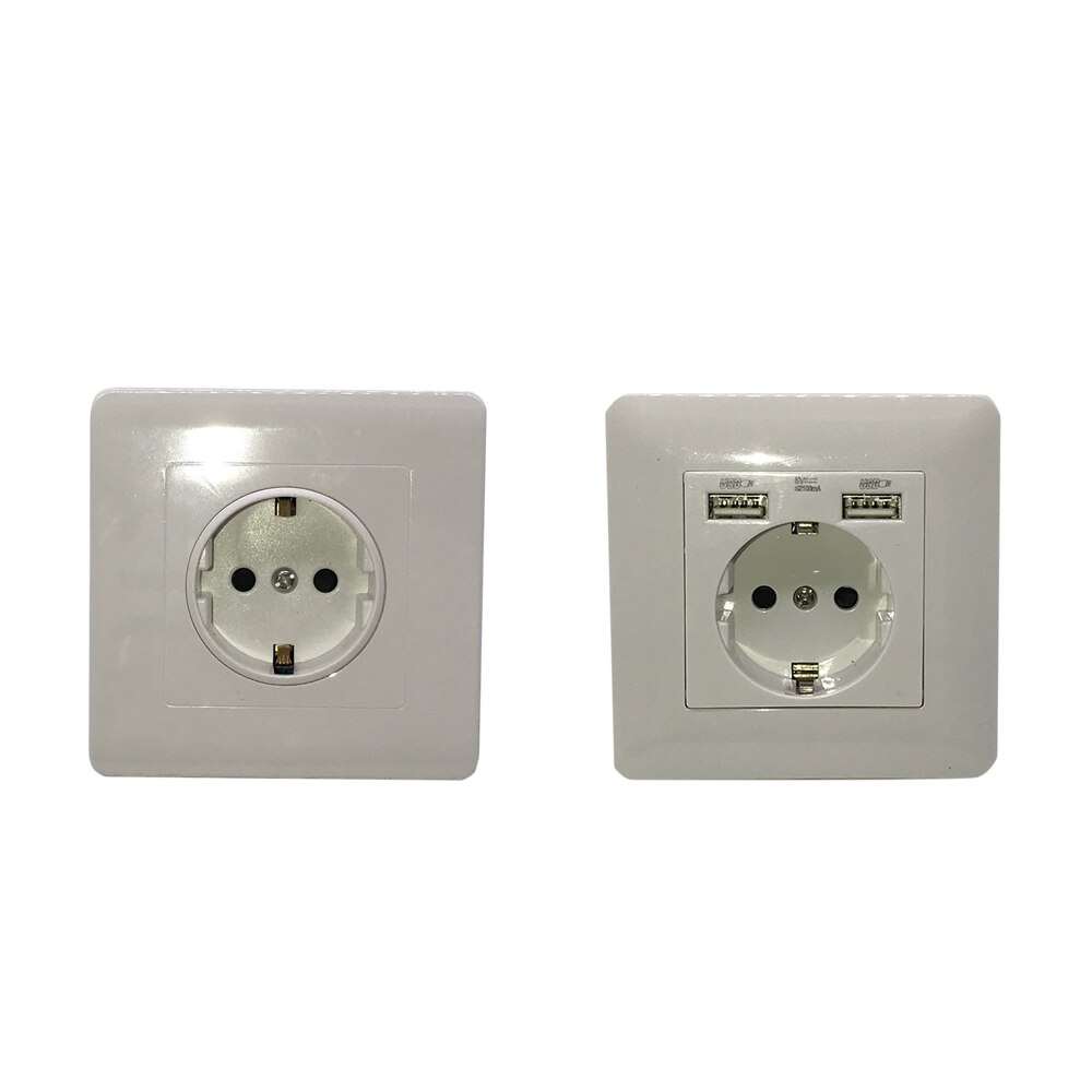 Muur Usb Stopcontact Slaapkamer Socket Ac 110V-250V 16A Muur Dubbele Usb Eu Standaard Stopcontact 86*86Mm Stopcontact Met Usb